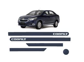 JOGO FRISO LATERAL PORTA CHEVROLET COBALT AZUL MACAW