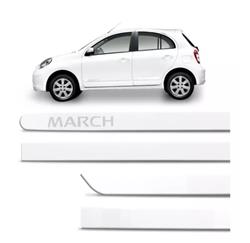 JOGO FRISO LATERAL NISSAN MARCH 4P BRANCO ASPEN