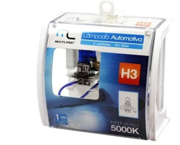 KIT LAMPADA MULTILASER SUPER BRANCA H3 12V 55W
