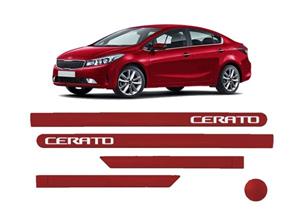 JOGO FRISO LATERAL PORTA KIA CERATO VERMELHO