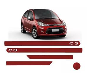 JOGO DE FRISO LATERAL PORTA CITROËN C3 VERMELHO RUBI