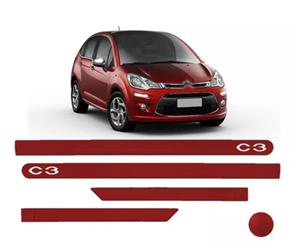 JOGO DE FRISO LATERAL PORTA CITROËN C3 VERMELHO ROUGE