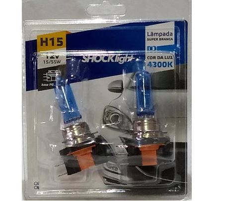 KIT LÂMPADA SUPER BRANCA H15 12V SHOCKLIGHT