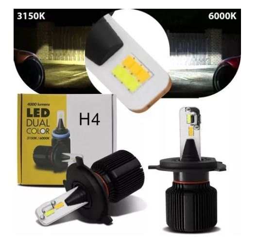 KIT LÂMPADA LED DUAL COLOR H4 "4000L" 6000K"
