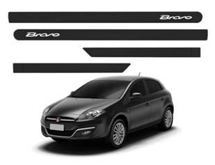 JOGO FRISO LATERAL PORTA FIAT BRAVO PRETO VESÚVIO