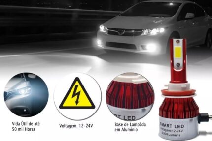 KIT LÂMPADA SMART LED H8 "8000L" "6000K"